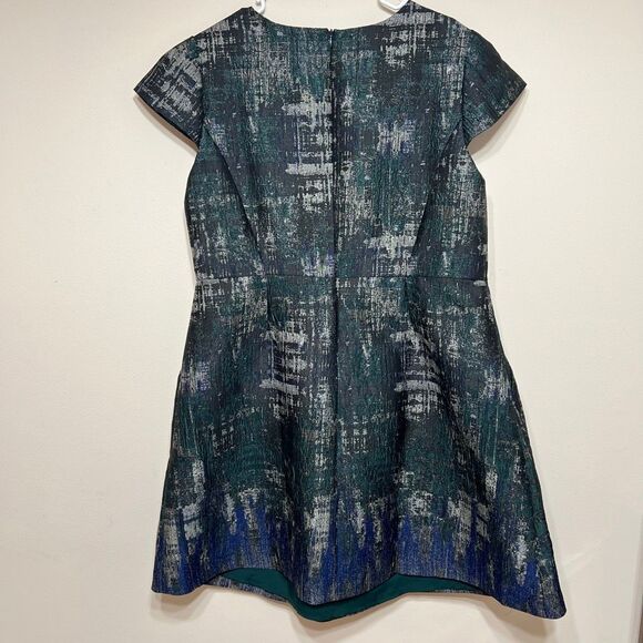 Vince Camuto Plus Size V Neck Cap Sleeve Green Jacquard Dress 16W Women - Picture 8 of 10